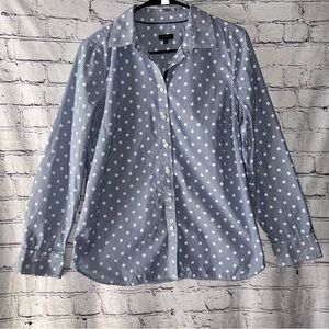 Talbots Long Sleeve Button Down Blouse Stripes Polka Dot Size Medium‎